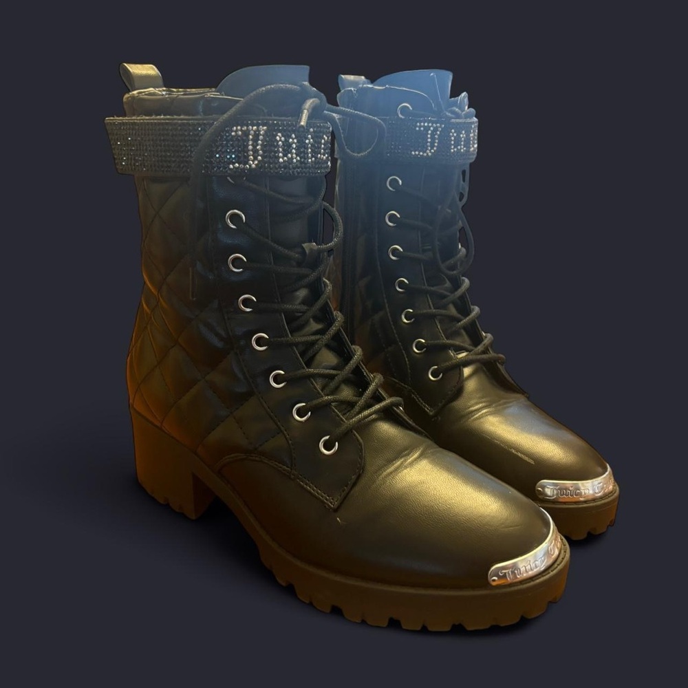 Juicy Couture bling Heeled Combat boots
